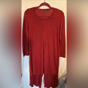 Lovely Gudrun Linen Knit Tunic/Dress and Pants set, Red, Size M.